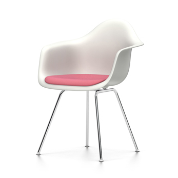 VITRA chaise fauteuil avec coussin Eames Plastic Armchair DAX NOUVELLES DIMENSIONS (Blanc, coussin r