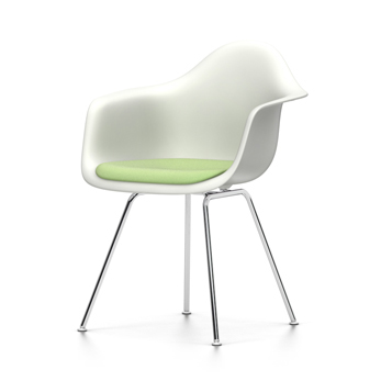 VITRA chaise fauteuil avec coussin Eames Plastic Armchair DAX NOUVELLES DIMENSIONS (Blanc, coussin v