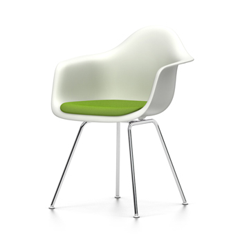 VITRA chaise fauteuil avec coussin Eames Plastic Armchair DAX NOUVELLES DIMENSIONS (Blanc, coussin v