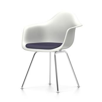 VITRA chaise fauteuil avec coussin Eames Plastic Armchair DAX NOUVELLES DIMENSIONS (Blanc, coussin b