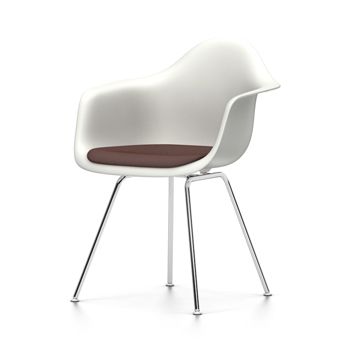 VITRA chaise fauteuil avec coussin Eames Plastic Armchair DAX NOUVELLES DIMENSIONS (Blanc, coussin c