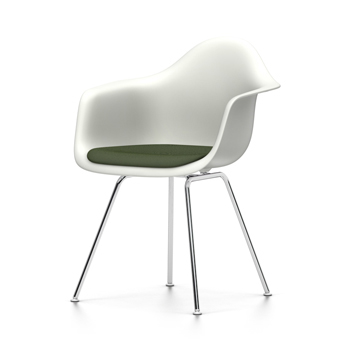 VITRA chaise fauteuil avec coussin Eames Plastic Armchair DAX NOUVELLES DIMENSIONS (Blanc, coussin n