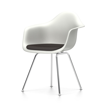 VITRA chaise fauteuil avec coussin Eames Plastic Armchair DAX NOUVELLES DIMENSIONS (Blanc, coussin n