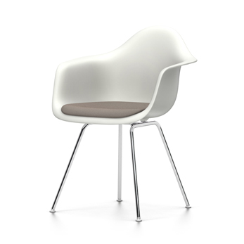 VITRA chaise fauteuil avec coussin Eames Plastic Armchair DAX NOUVELLES DIMENSIONS (Blanc, coussin w