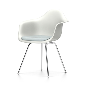 VITRA chaise fauteuil avec coussin Eames Plastic Armchair DAX NOUVELLES DIMENSIONS (Blanc, coussin b