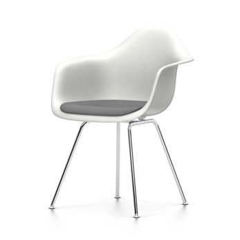 VITRA chaise fauteuil avec coussin Eames Plastic Armchair DAX NOUVELLES DIMENSIONS (Blanc, coussin b