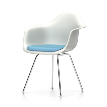 VITRA chaise fauteuil avec coussin Eames Plastic Armchair DAX NOUVELLES DIMENSIONS (Blanc, coussin b