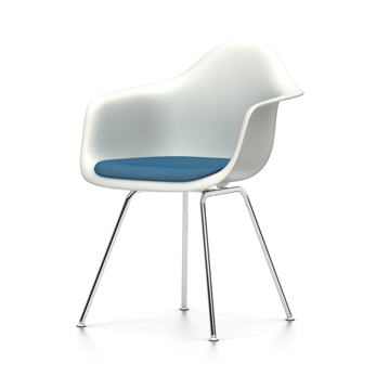 VITRA chaise fauteuil avec coussin Eames Plastic Armchair DAX NOUVELLES DIMENSIONS (Blanc, coussin b
