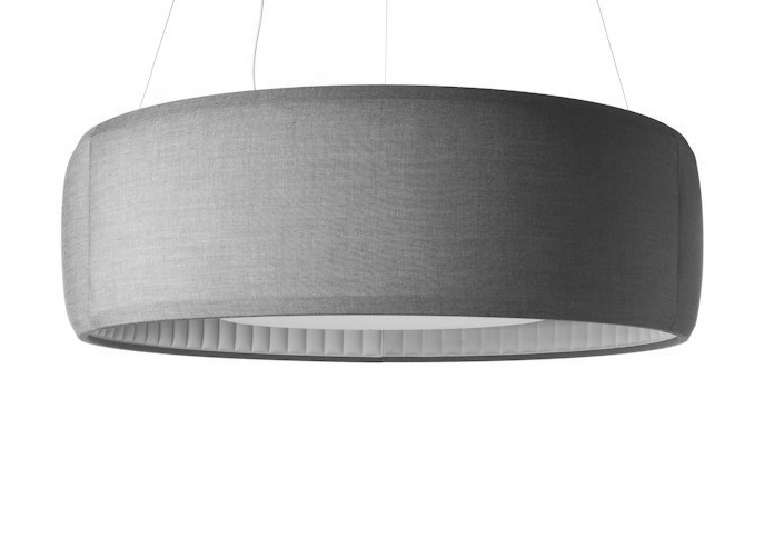 LUCEPLAN lampe à suspension SILENZIO (Ø120 cm Gris pâle - Tissu Kvadrait Remix 2)