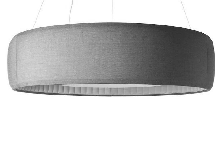 LUCEPLAN lampe à suspension SILENZIO (Ø150 cm Gris Pâle - Tissu Kvadrait Remix 2)