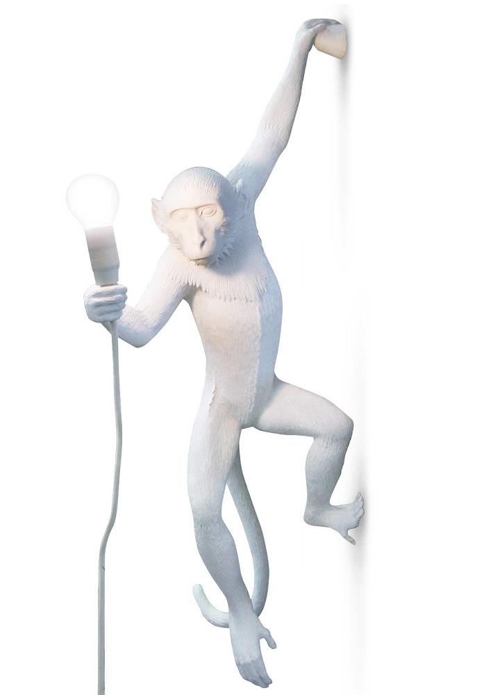 SELETTI lampe murale applique MONKEY LAMP à LED (Blanc, accroché à gauche - Résine)
