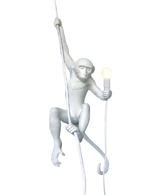 SELETTI lampe à suspension MONKEY LAMP à LED (Blanc - Résine)