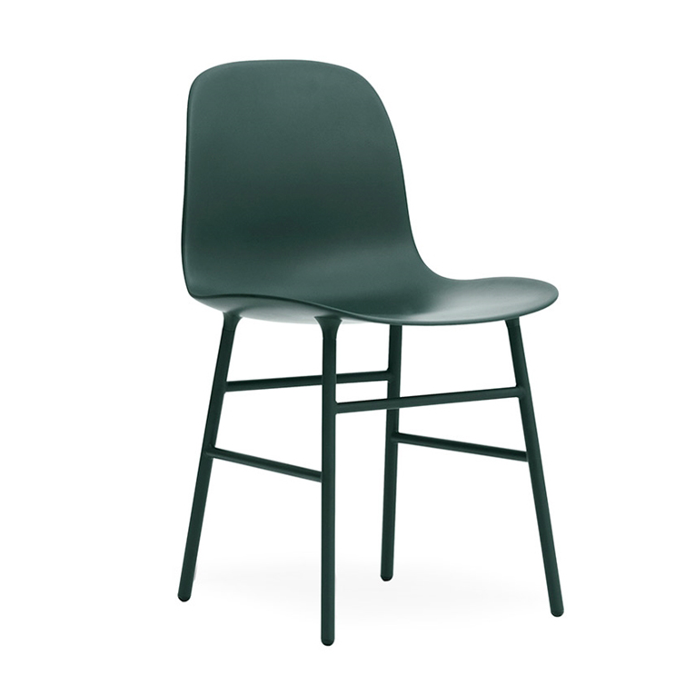 NORMANN COPENHAGEN set de 2 chaises FORM CHAIR avec piètement en acier verni (Vert - polypropylène e