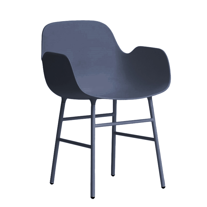 NORMANN COPENHAGEN fauteuil FORM ARMCHAIR avec piètement en acier verni (Bleu - polypropylène et aci