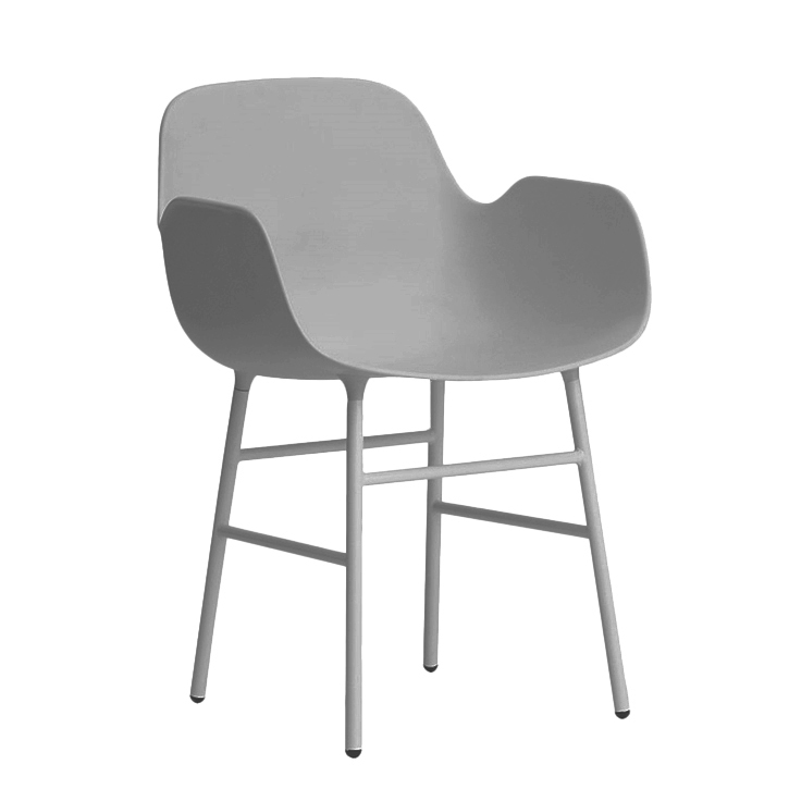 NORMANN COPENHAGEN fauteuil FORM ARMCHAIR avec piètement en acier verni (Gris - polypropylène et aci