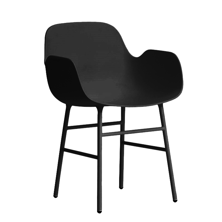 NORMANN COPENHAGEN fauteuil FORM ARMCHAIR avec piètement en acier verni (Noir - polypropylène et aci