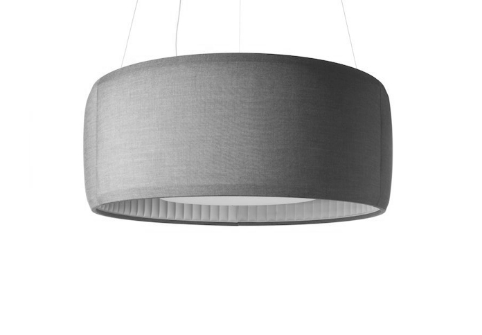 LUCEPLAN lampe à suspension SILENZIO (Ø90 cm Gris Pâle - Tissu Kvadrait Remix 2)