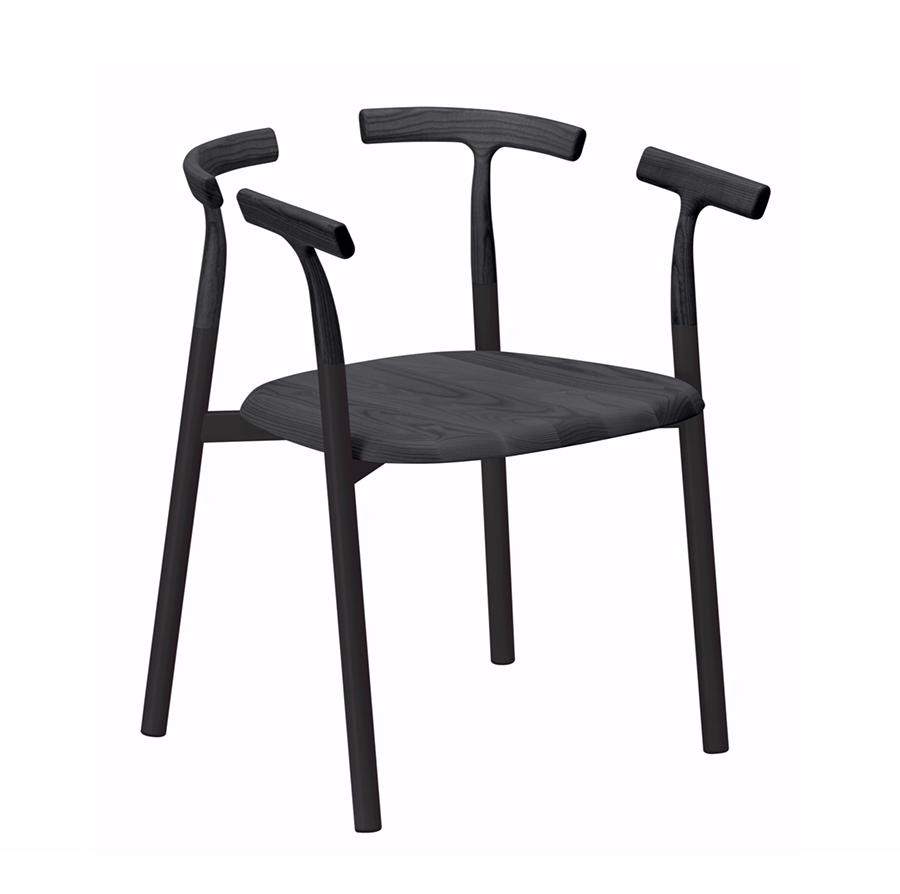 ALIAS chaise avec accoudoirs TWIG 4 10C (Noir - Frêne et aluminium verni)