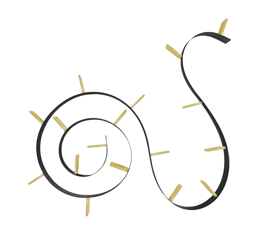 KARTELL bibliothèque murale POPWORM 8,20 m (Noir/Doré - PVC coloré dans la masse flame retardant)