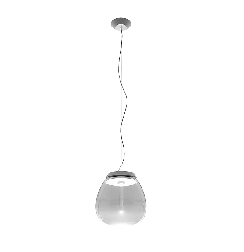 ARTEMIDE lampe à suspension EMPATIA à LED (Ø 26 cm - Verre soufflé, méthacrylate, aluminium)