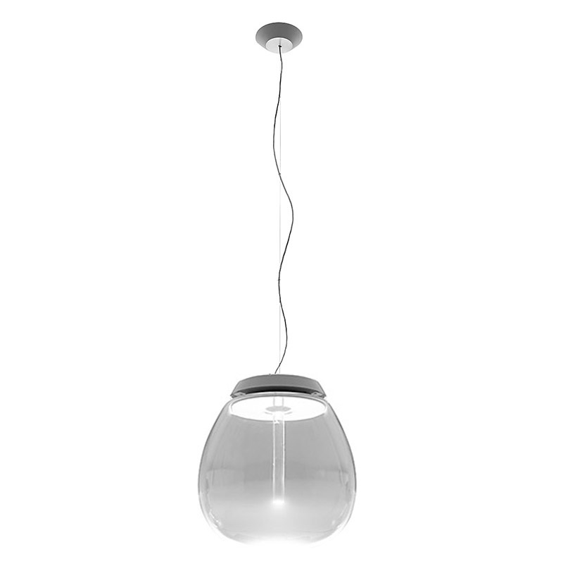 ARTEMIDE lampe à suspension EMPATIA à LED (Ø 36 cm - Verre soufflé, méthacrylate, aluminium)