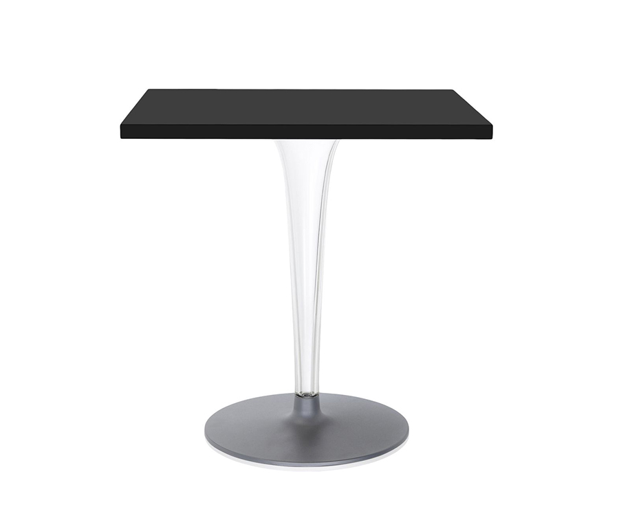 KARTELL table basse TOPTOP plateau carré et pied et base ronds (Noir - Plateau laminé, base aluminiu