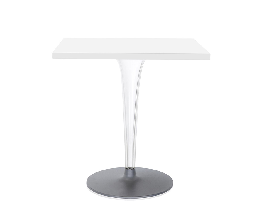 KARTELL table basse TOPTOP plateau carré et pied et base ronds (Blanc - Plateau laminé, base alumini