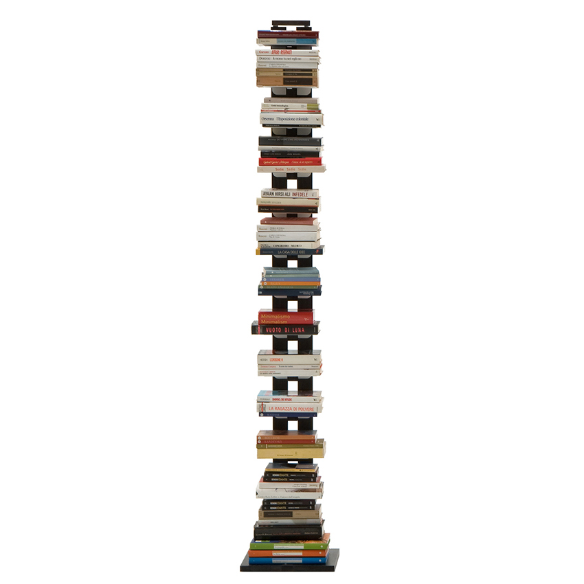 LE ZIE DI MILANO bibliothèque verticale ZIA ORTENSIA (H 204 cm / Noir - Hêtre massif et acier)