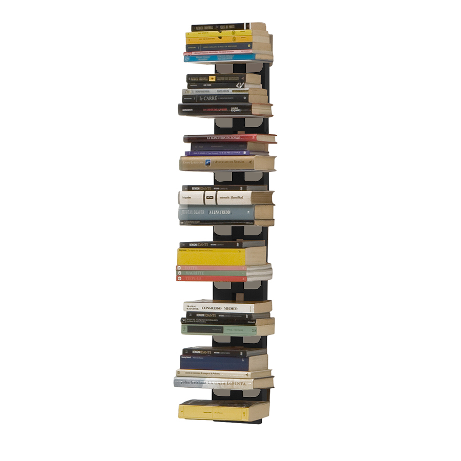 LE ZIE DI MILANO bibliothèque murale ZIA ORTENSIA (H 112 cm / Noir - Hêtre massif et acier)