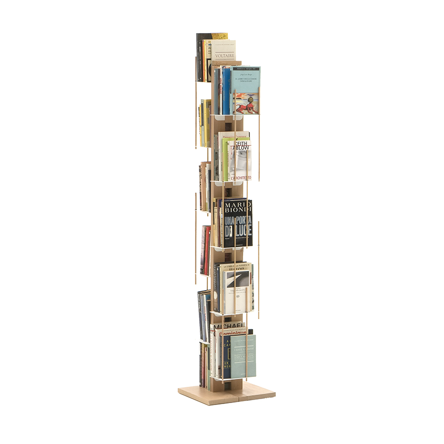 LE ZIE DI MILANO bibliothèque verticale ZIA VERONICA (H 158 cm / Naturel - Hêtre massif et acier)