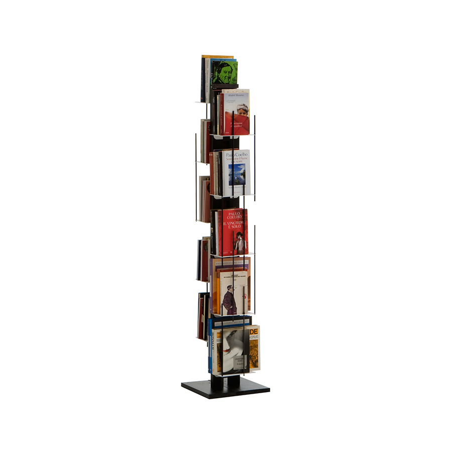 LE ZIE DI MILANO bibliothèque verticale ZIA VERONICA (H 158 cm / Noir - Hêtre massif et acier)