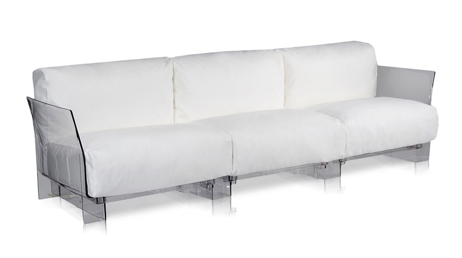 KARTELL canapé à 3 places pour extérieur POP OUTDOOR (Blanc - Polycarbonate transparent et tissu Sun