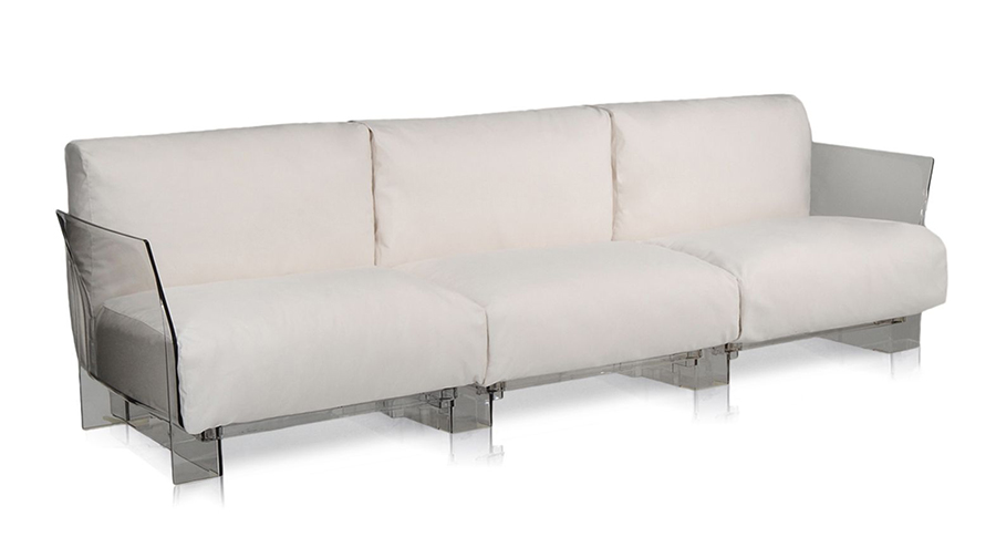 KARTELL canapé à 3 places pour extérieur POP OUTDOOR (Ecru - Polycarbonate transparent et tissu Sunb
