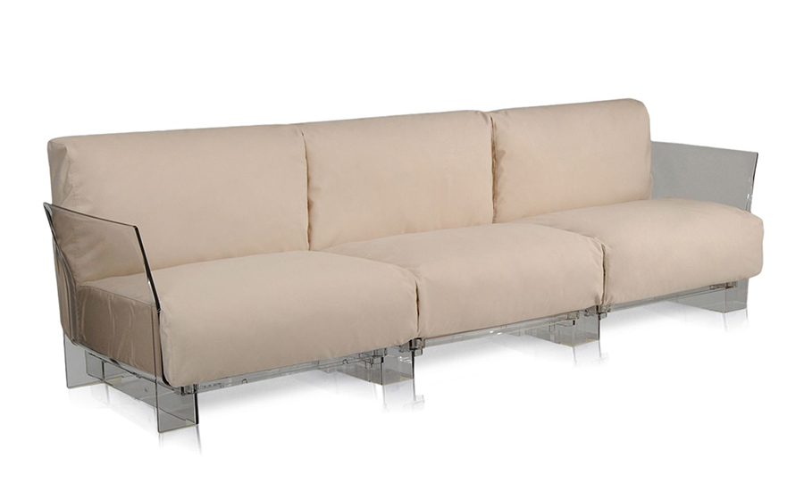 KARTELL canapé à 3 places pour extérieur POP OUTDOOR (Gris tourterelle - Polycarbonate transparent e