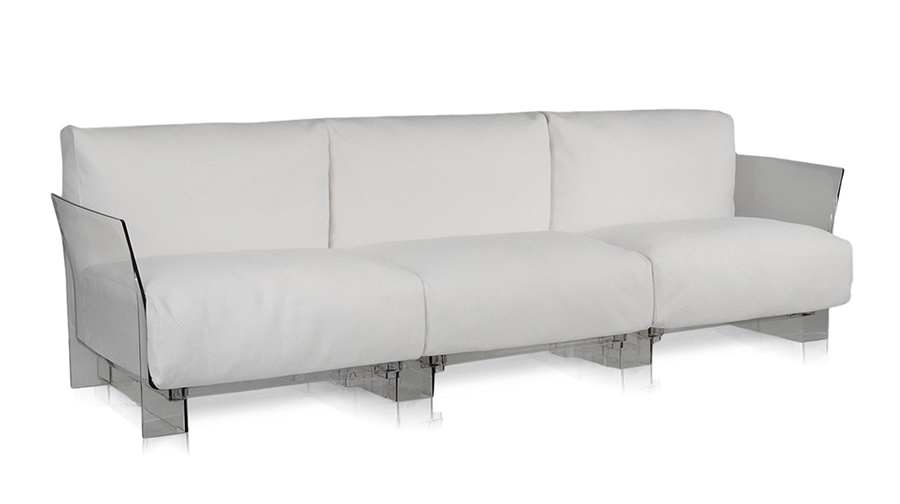 KARTELL canapé à 3 places pour extérieur POP OUTDOOR (Blanc - Polycarbonate transparent et tissu Iko