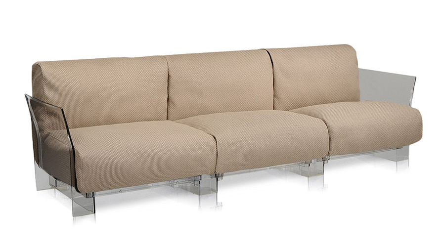 KARTELL canapé à 3 places pour extérieur POP OUTDOOR (Gris tourterelle - Polycarbonate transparent e