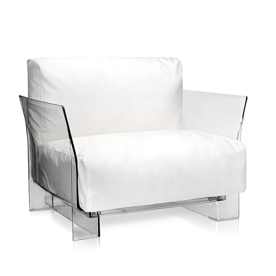 KARTELL fauteuil pour extérieur POP OUTDOOR (Blanc - Polycarbonate transparent et tissu Sunbrella)