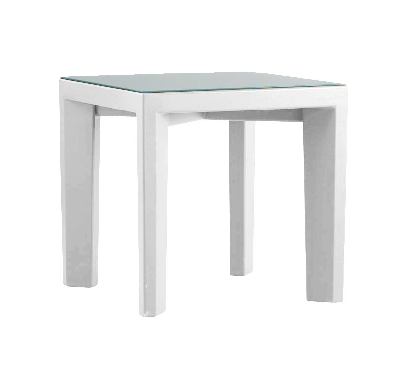 SLIDE table basse pour extérieur GINO (Blanc - Polyéthylène et verre)
