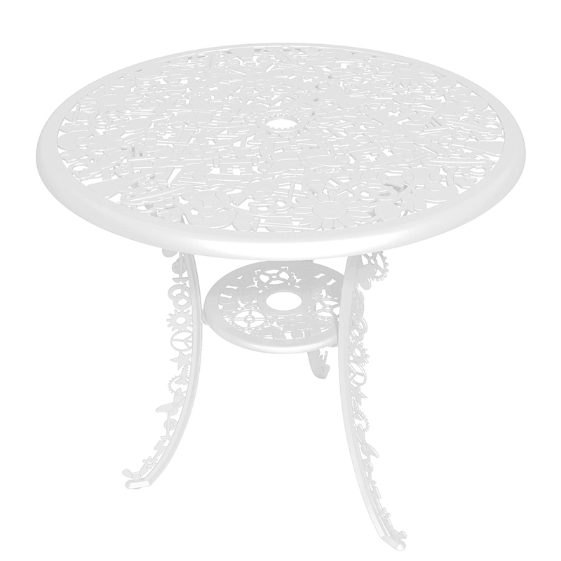 SELETTI table ronde INDUSTRY GARDEN (Blanc - Aluminium)