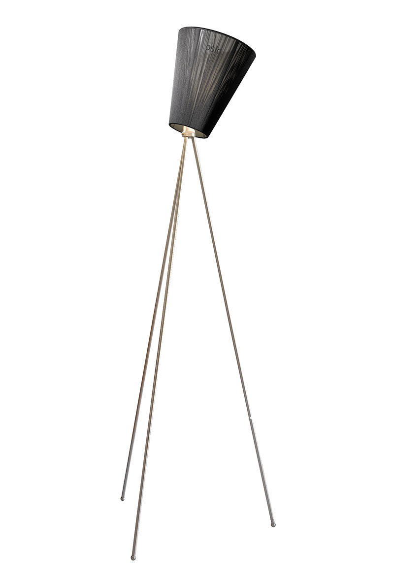 NORTHERN LIGHTING lampadaire OSLO WOOD (Diffuseur noir, base en nickel satiné - Métal et tissu)