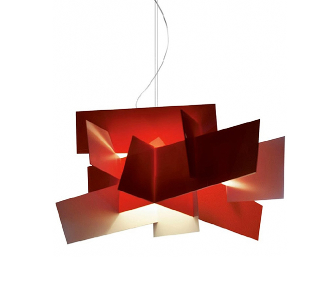 FOSCARINI lampe à suspension BIG BANG LED (Rouge intérieur Blanc - Méthacrylate et métal laqué)