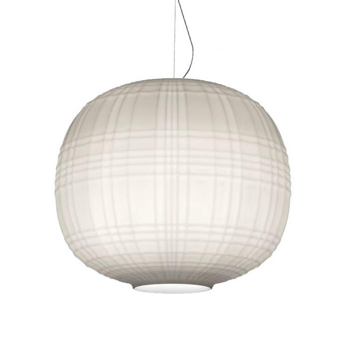 FOSCARINI lampe à suspension TARTAN LED (blanc, LED inclus - Verre soufflé en relief et acidifié)