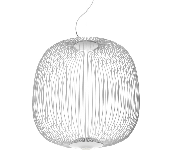 FOSCARINI lampe à suspension SPOKES 2 LED (Variateur / Blanc - Acier et aluminium vernis)
