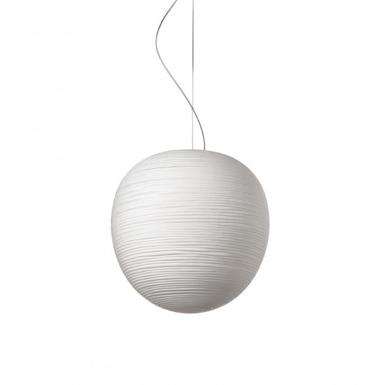 FOSCARINI lampe à suspension RITUALS XL (Blanc - Verre soufflé satiné gravé et métal verni)