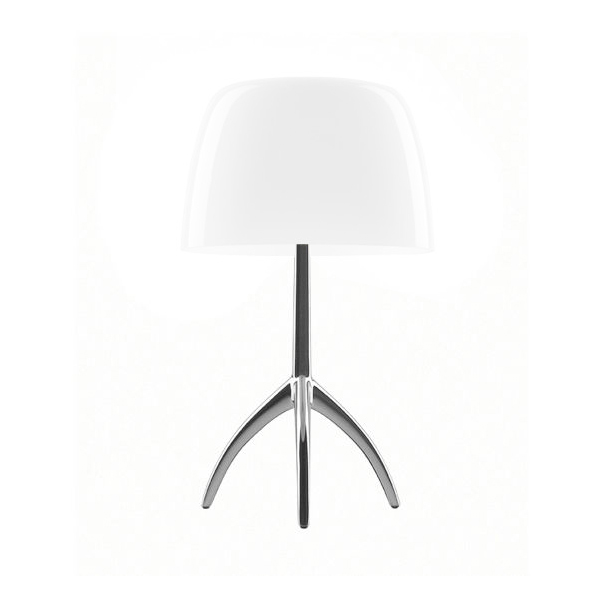 FOSCARINI lampe de table LUMIERE PETITE DIMMER (Aluminium / Blanc - Verre soufflé et aluminium brill