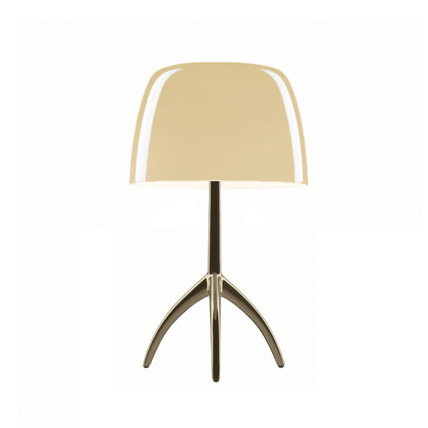 FOSCARINI lampe de table LUMIERE PETITE ON/OFF (Champagne / Blanc chaud - Verre soufflé et aluminium