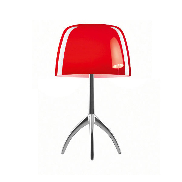 FOSCARINI lampe de table LUMIERE PETITE DIMMER (Aluminium / Cerise - Verre soufflé et aluminium bril