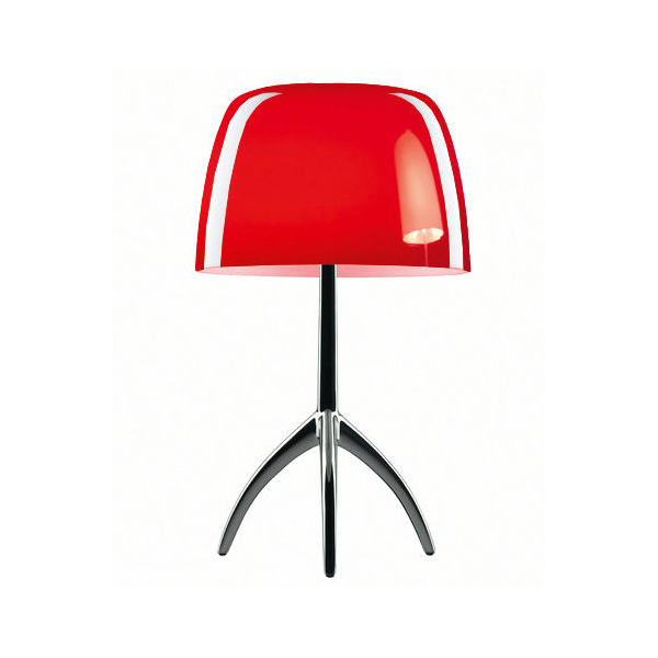 FOSCARINI lampe de table LUMIERE PETITE ON/OFF (Chrome noir / Cerise - Verre soufflé et aluminium ve