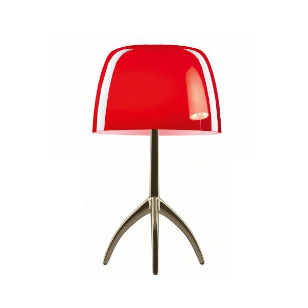 FOSCARINI lampe de table LUMIERE PETITE ON/OFF (Champagne / Cerise - Verre soufflé et aluminium vern