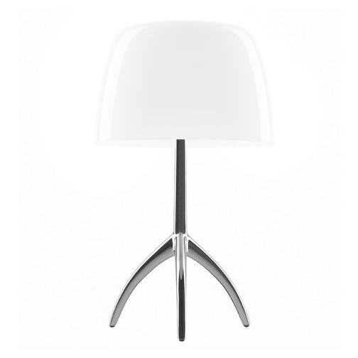 FOSCARINI lampe de table LUMIERE GRAND ON/OFF (Aluminium / Blanc - Verre soufflé et aluminium brilla